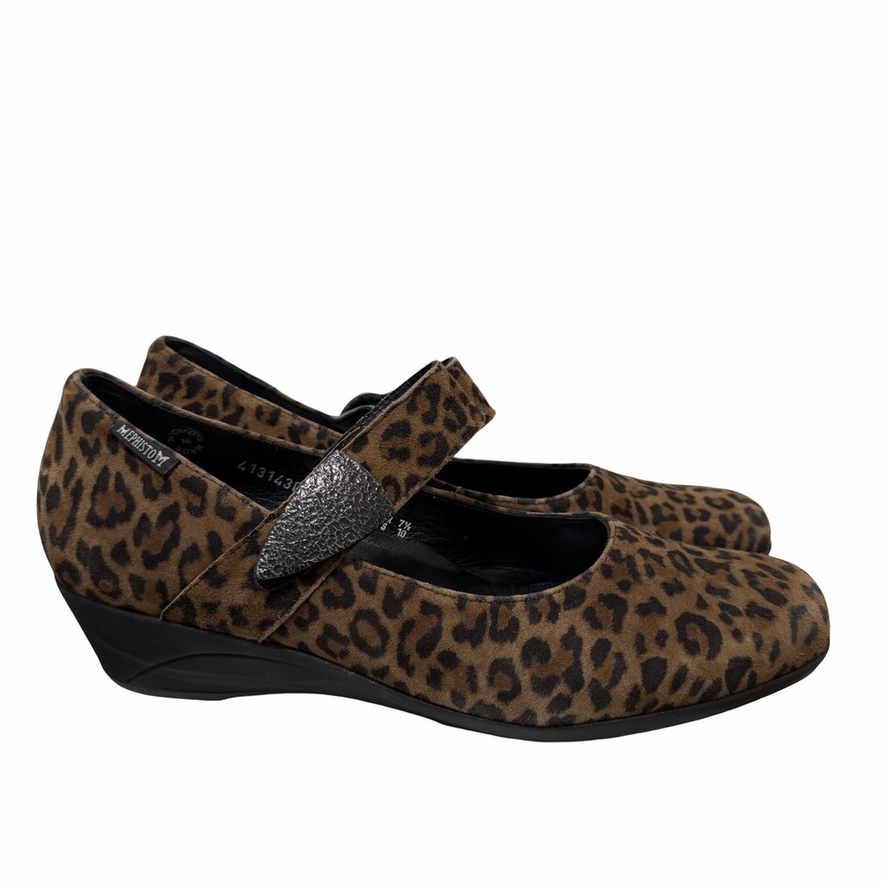 MEPHISTO Kimona Leopard Print Mary Jane Wedge Shoes Size 10 Animal Print Classic